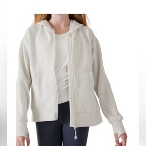 Athleta Girl Heather Gray Full Zip Hoodie Size L (12)